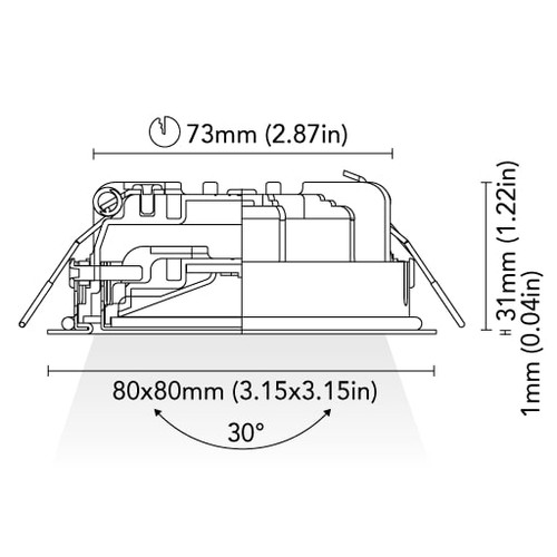 BCM - Atlanta 80 Downlight - 2W, 3000K, 8-32V, IP66, 191Lm, Warm White
