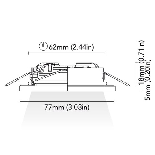 BCM - Colorado 77 Downlight - White, 2W, 3000K Warm White, 8-32V, IP66, 215Lm