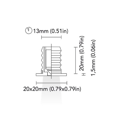 BCM - Boston 20 Courtesy Light - 0.5W, 3000K, 8-32V, IP66, Press Fit
