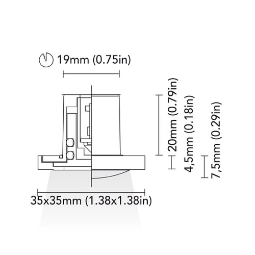 BCM - Nevada 35 Courtesy Light - 0.5W, 3000K Warm White, 8-32V, IP66