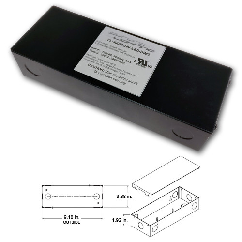 FUTURA - Universal Electronic Power Supply - Black, Input 120V AC, Output 24V DC, 300W