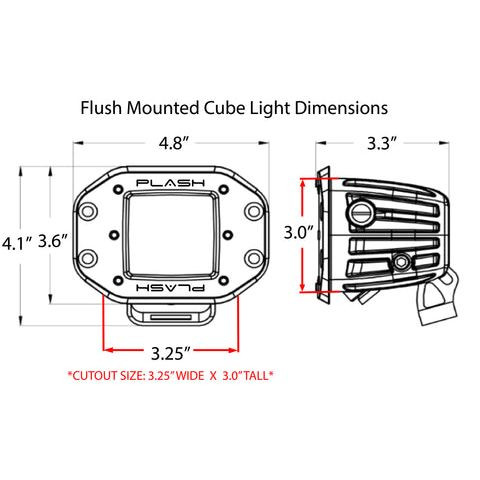Plash - LED Cube Spotlight - White, 40W, 9-36V, IP68, Flush Mounted (40-FL-FM-WHT)