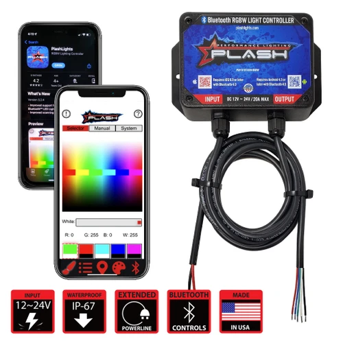 Plash - LED Light Controller - RGBW, Bluetooth, 12-24V, IP67 (BT-60W-RGBW)