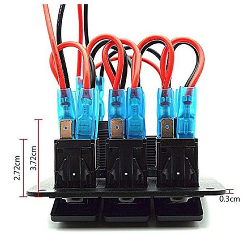 Plash - Switch Panel with Voltmeter, USB - Dual USB Charger, 12V-24V, 20A