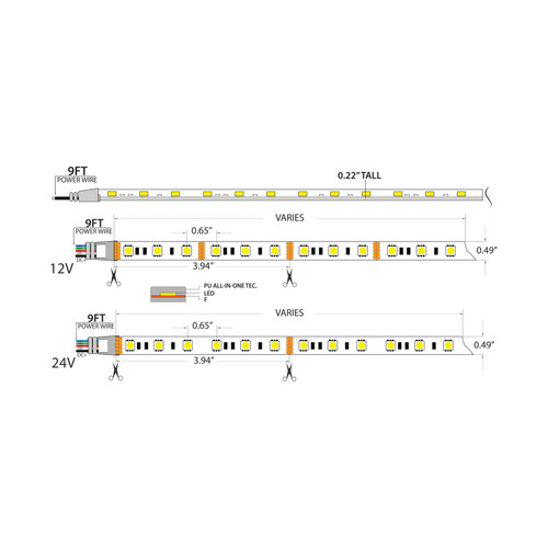 Plash - Waterproof Flexible Light Strip - IP68, 12V, RGB, 7.5ft (FLS-RGB-68-7.5FT) - Apollo Lighting
