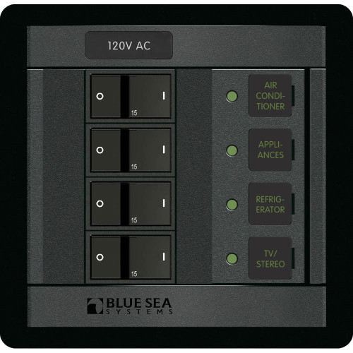 Blue Sea Systems AC Branch Circuit Breaker Panel, 120V, 4-Position, 100A - Apollo Lighting