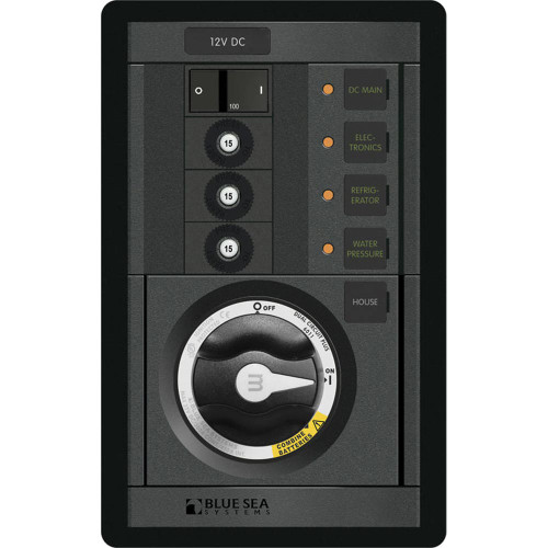 Blue Sea Systems M-Series Dual Circuit Plus Battery Management Panel, 12V, 3 Position, Vertical