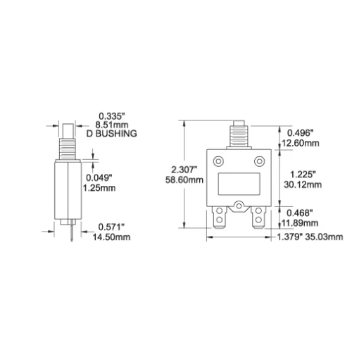Blue Sea Systems Push Button Reset Only Screw Terminal Circuit Breaker, 32V DC, Panel Mount, #8 Screw Terminal, Thermal Trip, Ignition Protected