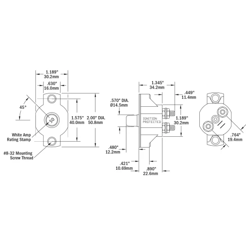 Blue Sea Systems Medium Duty Push Button Reset Only Circuit Breaker, 120V AC/32V DC, Thermal Trip