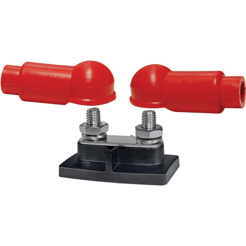 Blue Sea Systems PowerBar Dual BusBar, 200A, 48V DC, 3/8"-16 Studs, Tin-Plated Copper, With Insulators