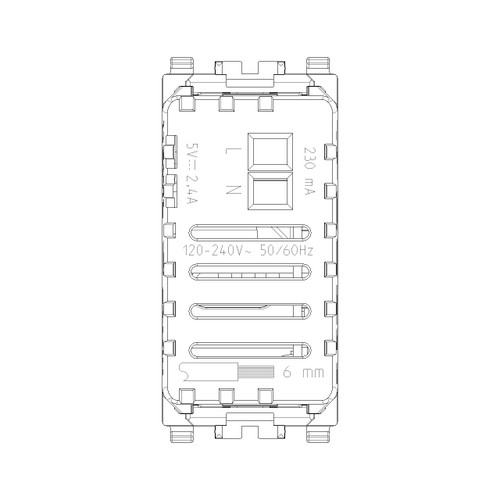 Vimar - Eikon 20292 USB Supply Unit - 5 V 1,5 A, Flush Mounted, Plastic - Apollo Lighting