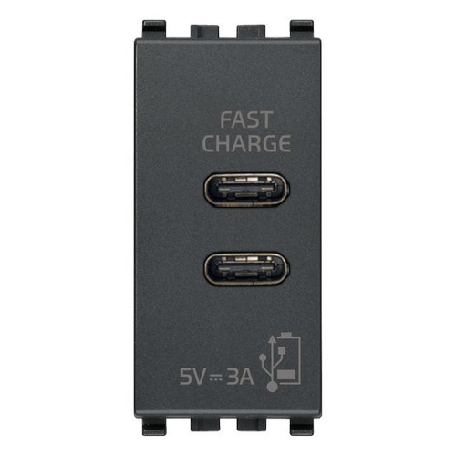 Vimar Eikon 20292 USB Power Supply Unit, 120-240V AC, Flush Mount, 1-Module