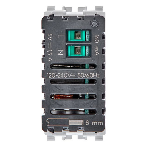 Vimar Eikon 20292 USB Power Supply Unit, 120-240V AC, Flush Mount, 1-Module