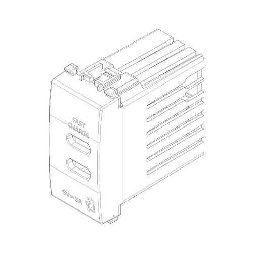 Vimar Eikon 20292 USB Power Supply Unit, 120-240V AC, Flush Mount, 1-Module