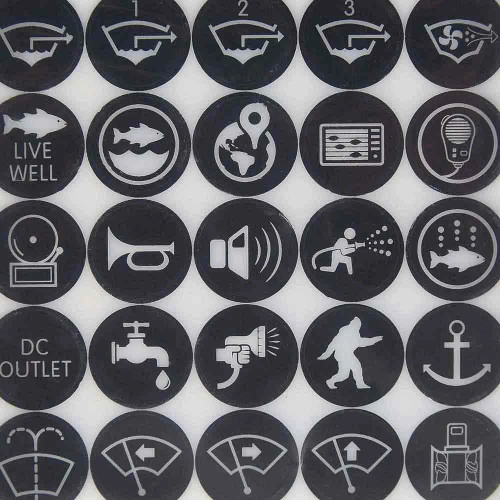 Blue Sea Systems Push Button Switch Label Kit, For 4180 & 4181, 50 ICON Labels - Apollo Lighting