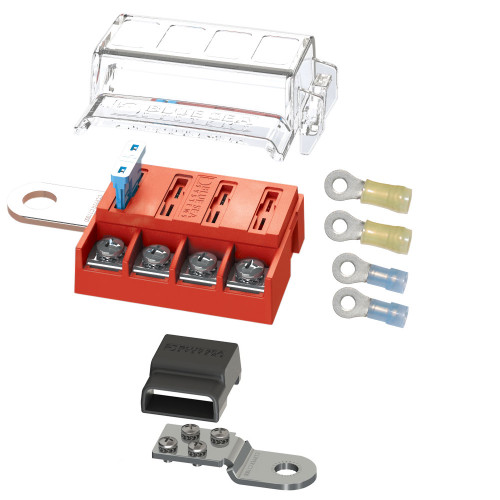 Blue Sea Systems ST-Blade Battery Terminal Mount Fuse Block Kit, 4-Circuit, ATO/ATC, 32V DC, 30A Per Circuit - Apollo Lighting