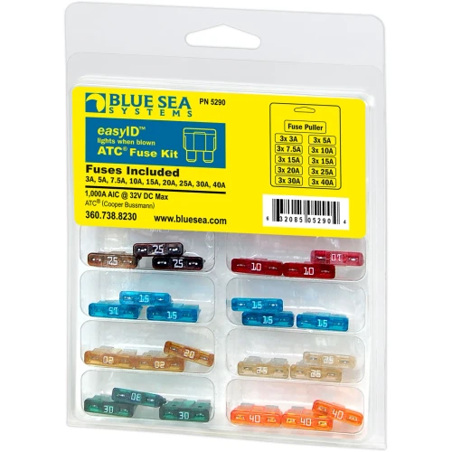Blue Sea Systems easyID ATC Fuse Kit, 31-Piece, 32V DC, LED Blown-Fuse Indication