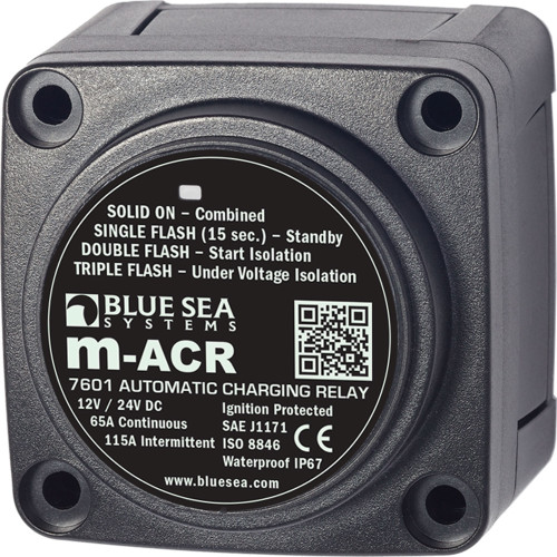 Blue Sea Systems m-Series Automatic Charging Relay, 12/24V DC, 65A, Start Isolation