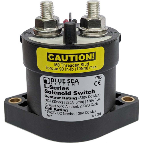 Blue Sea Systems L-Series Solenoid Switch, 150A, 12/24V DC, SPST Normally Open, Continuous Duty - Apollo Lighting