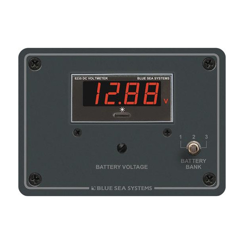 Blue Sea Systems Digital Voltmeter Panel, 7-60V DC, 3-Position Switch, 4-Digit Display