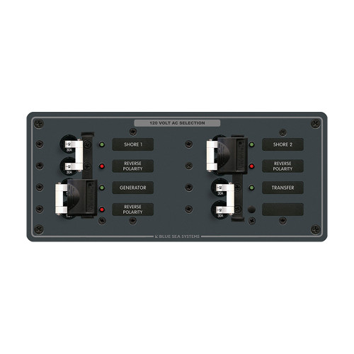 Blue Sea Systems AC 3 Sources Horizontal Circuit Breaker Panel, 120V AC, 50A Max
