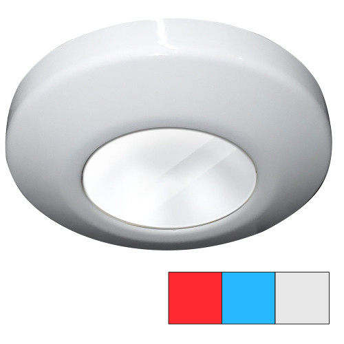 i2Systems Profile P1120 Tri-Light Surface-Mount LED Downlight, 9-30V DC, IP67, 3.48in Round, 0.72in Deep, 2-Wire Color Switching