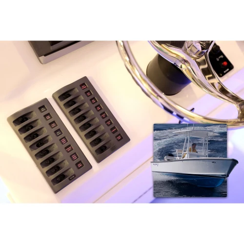 Blue Sea Systems WeatherDeck Waterproof Fuse Panel, 12V DC, IP67, ATO/ATC, Gray Panel