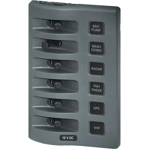 Blue Sea Systems WeatherDeck Waterproof Switch Only Panel, 12V/24V DC, IP67, 15A per Circuit