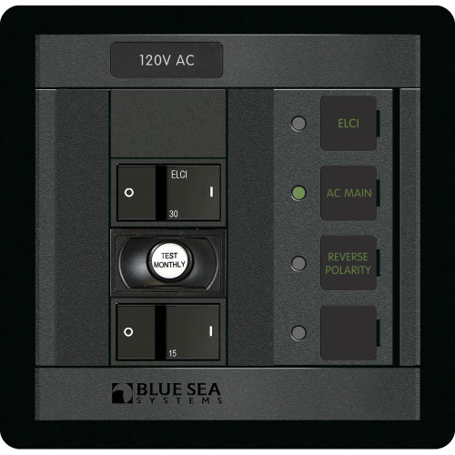 Blue Sea Systems 360 Panel ELCI Main Circuit Breaker Panel, 30A, 120V AC, Double Pole, 1 Position - Apollo Lighting