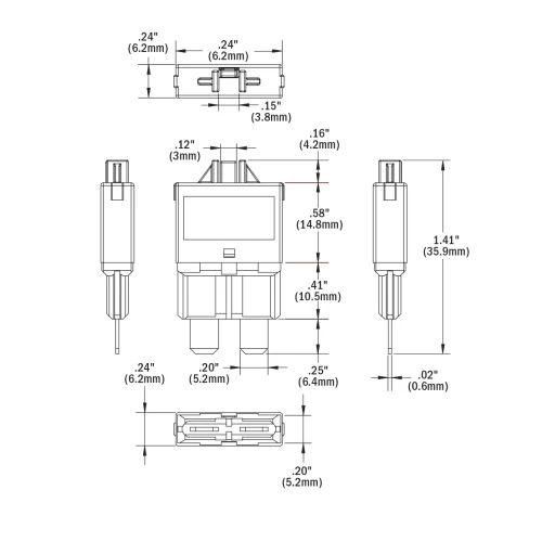 Blue Sea Systems ATO/ATC-Style Low Profile Circuit Breaker, For ST-Blade Fuse Blocks, 32V DC, Thermal Trip, Manual Reset, 2pk