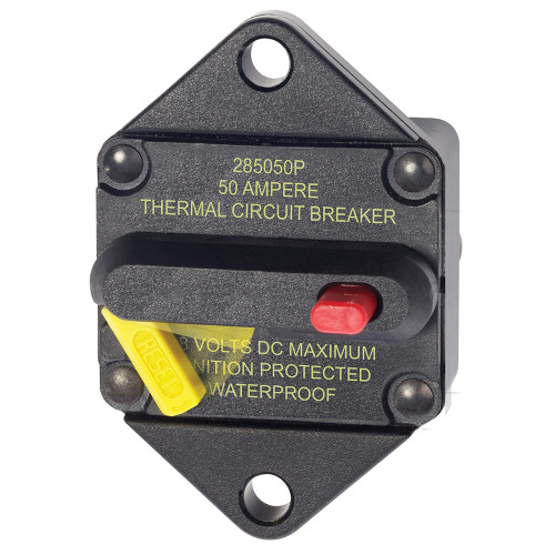 Blue Sea Systems 285-Series Thermal Circuit Breaker, 48V DC, Type III Manual Reset, Trip Free, SAE J1171