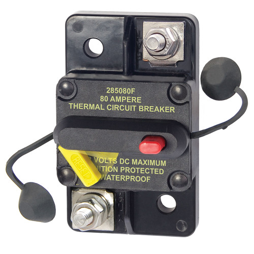 Blue Sea Systems 285-Series Thermal Circuit Breaker, 48V DC, Type III Manual Reset, Trip Free, SAE J1171