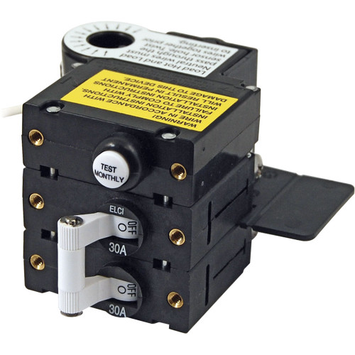 Blue Sea Systems A-Series ELCI Main Circuit Breaker, Double Pole, 120V AC, 30A, 30mA Leakage Trip