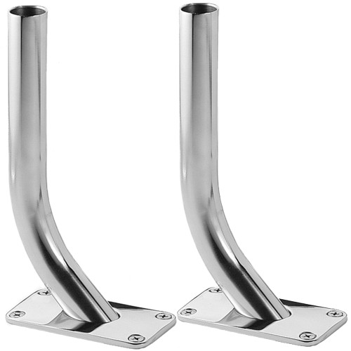 TACO Marine Striker Base Gunnel Mount Pair, For 1-1/2 in Outrigger Poles, 316 Stainless Steel, 12 Locking Positions