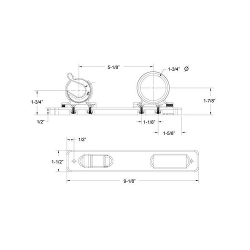 TACO Marine 2-Rod Hanger Rack, Polished Stainless Steel, White UV-Stabilized Poly Rack, 1-1/2 in x 9-1/8 in