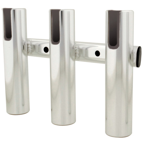 TACO Marine 3-Rod Aluminum Rod Rack, For Light Tackle Spinning Rod/Reel Combos, 8-1/2 in H x 12 in W, 1-1/2 in ID, Brushed Anodized Aluminum - Apollo Lighting