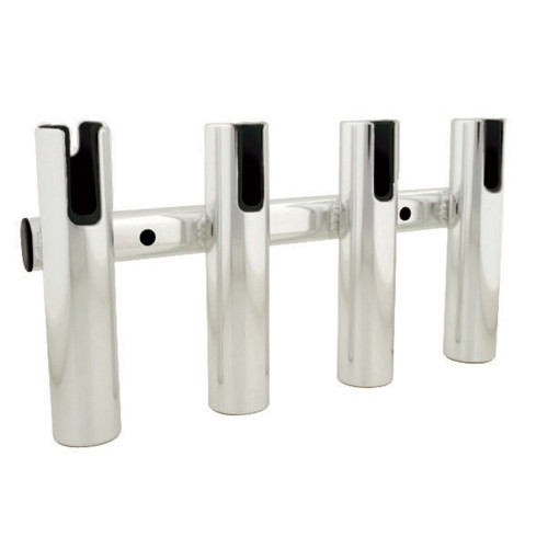 TACO Marine 4-Rod Aluminum Rod Rack, Brushed Aluminum, 16 in, 1-1/2 in ID