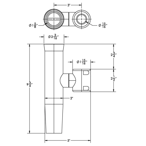 TACO Marine Clamp-On Adjustable Rod Holder, Type-316L Stainless Steel, 1-5/8 in ID