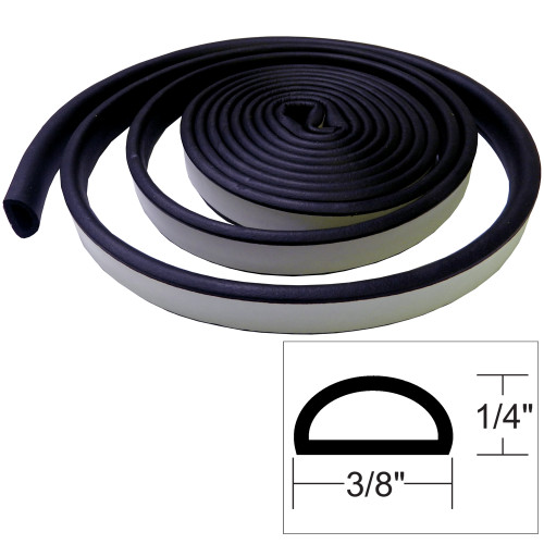 TACO Marine Weather Seal Tape, 10 ft, 7/32 in x 3/8 in, Black