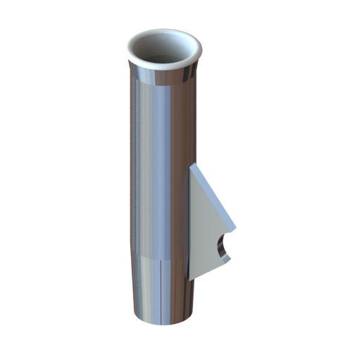 TACO Marine Flared Weld-On Rod Holder, 9-3/4 in L, 1-3/4 in ID, 3/8 in Coped Blade, Polished Finish, White PVC Liner - Apollo Lighting