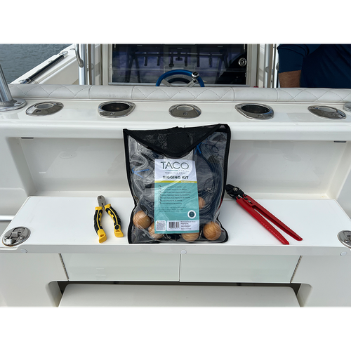 TACO Marine Premium Triple Mono Rigging Kit, For 24' Carbon Fiber Outrigger Poles, 1/8 in 180' 400# Mono, Black Line