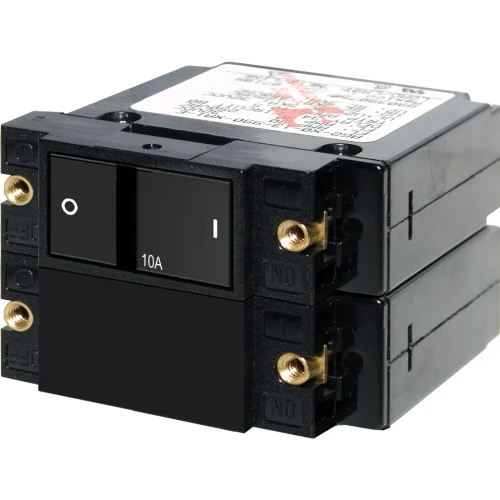 Blue Sea Systems A-Series Flat Rocker Circuit Breaker, Double Pole, 120/240V AC, 32V DC