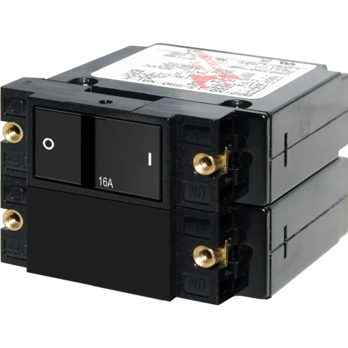 Blue Sea Systems A-Series Flat Rocker Circuit Breaker, Double Pole, 120/240V AC, 32V DC