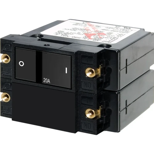 Blue Sea Systems A-Series Flat Rocker Circuit Breaker, Double Pole, 120/240V AC, 32V DC