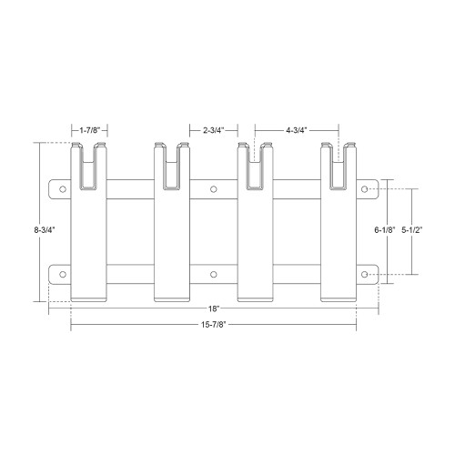 TACO Marine 4-Rod Aluminum Poly Rod Rack, 1-1/2 in ID, 18 in - Apollo Lighting