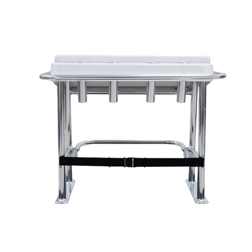 TACO Marine Neptune Premium Leaning Post, For Boats up to 30 ft, 33-1/2 x 39 x 27 in, 15-1/2 x 35 in Footprint, 4 Flush-Mount Rod Holders, Folding Footrest, 72qt Cooler Storage
