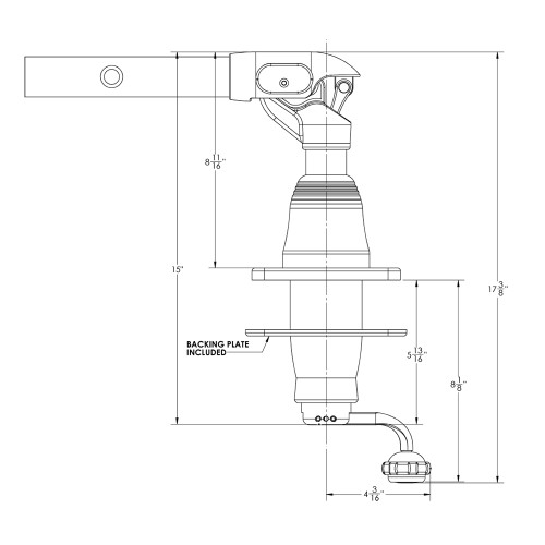 TACO Marine Grand Slam 312 Center Rigger Mount, For 1-1/2 in Poles, Up to 2 in Hard Tops, SS316 Arms
