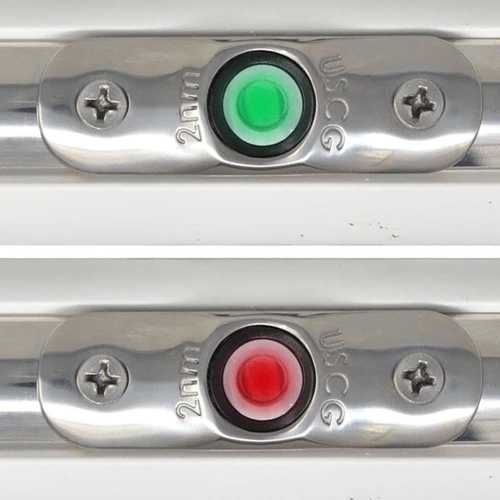 TACO Marine Rub Rail Mounted LED Navigation Light Set, 2-1/2 in, For 3/4 in Insert Profiles, 12-14VDC, IP68, Red/Green Pair