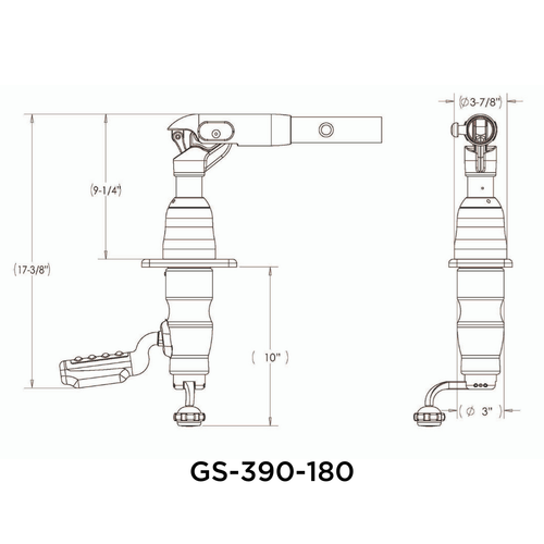 TACO Marine Grand Slam 390 Outrigger Mount, For 1-1/2 in Outriggers, Offset Handle, SS316L