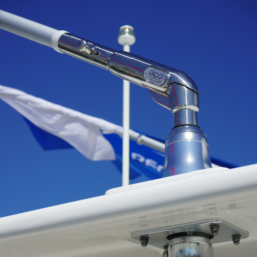 TACO Marine Grand Slam 390 Outrigger Mount, 180° Handle, For 1-1/2 in Outriggers, 45° Lift, 316L SS